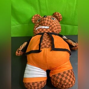Sprayground Checkered Orange Bear Plush BACK PACK